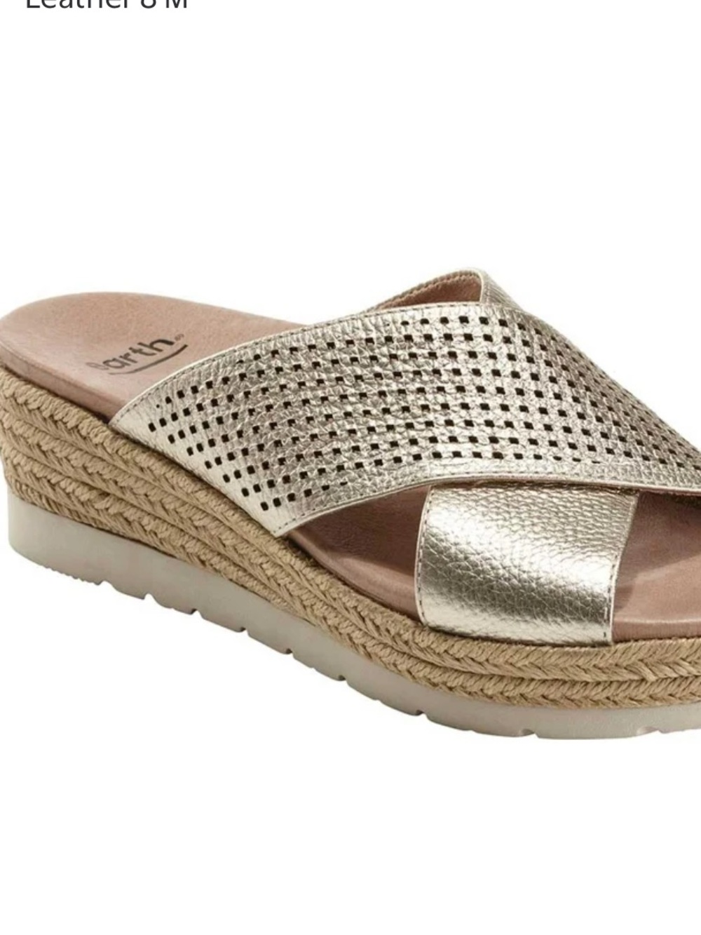 Earth Modena Marigold Metallic Gold Espadrille Wedge Slide 10
